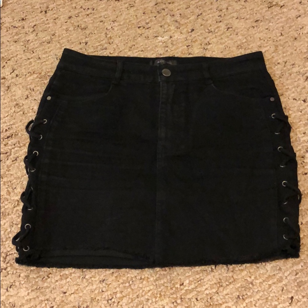 Black denim skirt